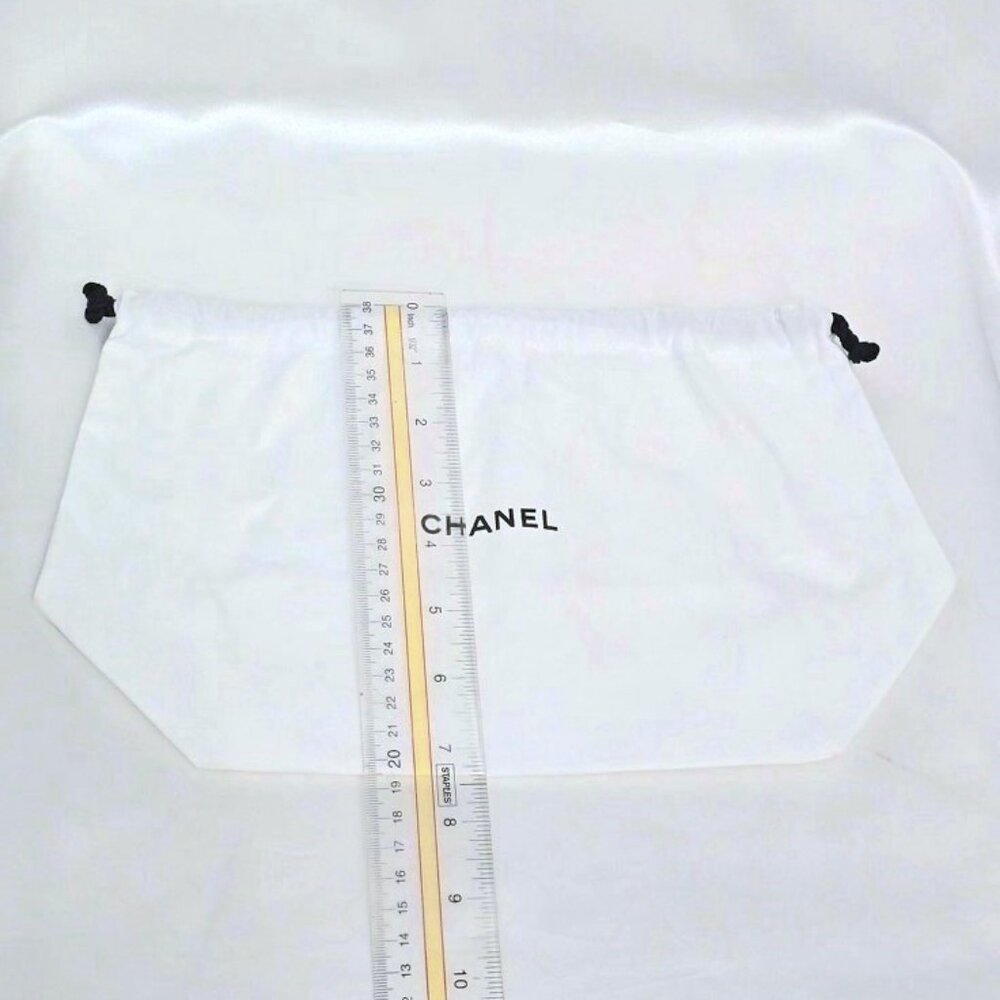 2 x CHANEL White Cotton Drawstring Dust Bag Shoe Storage LARGE 13" x 7.5" x 5.25 - Picture 2 of 5